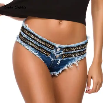 Nízky pás Sexy dámske jeans denim šortky 2021 Lete denim bavlna otvor reťazca Spojov Dámy Chudá Sexy super krátky, džínsy
