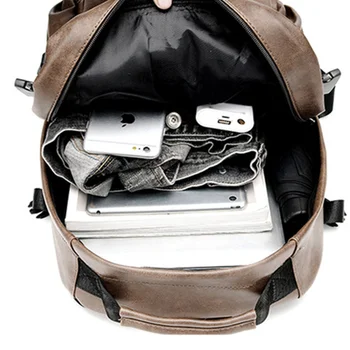 Obchodné Bežné Batohy Travel Bag Black PU Kožené pánske Tašky cez Rameno, Teenage Batoh Mužov USB Nabíjanie Anti Theft Batoh