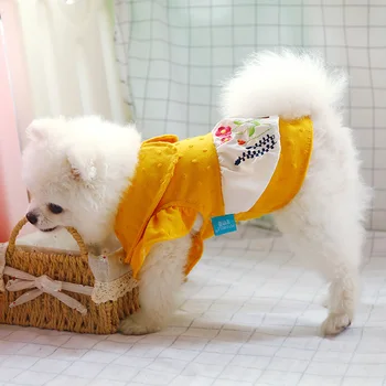 Oblečenie Pre Psy, Šteniatka Pes Teddy Bradáči Pomeranian Chihuahua Bišonika Psa Roztomilé Zvieratko Oblečenie Žiarivo Žlté Kvety Bublina Sukne