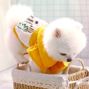 Oblečenie Pre Psy, Šteniatka Pes Teddy Bradáči Pomeranian Chihuahua Bišonika Psa Roztomilé Zvieratko Oblečenie Žiarivo Žlté Kvety Bublina Sukne