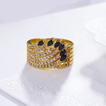 Obmedzené množstvo predaja zlata doska krúžok pripraviť nastavenie jet kamene mosadz módne šperky žena krúžok