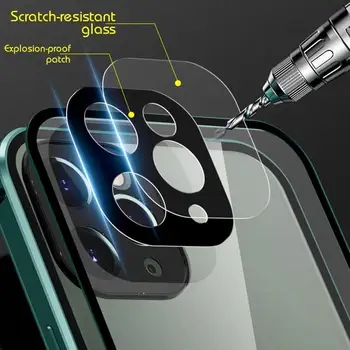 Obojstranné Spony, Magnetické Jasné puzdro Pre iPhone 12 Pro Max 12 X mini Shockproof Plný Objektív Kovový ochranný Kryt Priehľadný