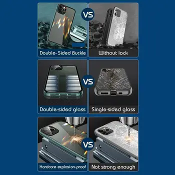 Obojstranné Spony, Magnetické Jasné puzdro Pre iPhone 12 Pro Max 12 X mini Shockproof Plný Objektív Kovový ochranný Kryt Priehľadný