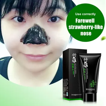 OBRÁZKY odstrániť blackhead maska Bambusové drevené uhlie nos maska Contractive pórov Čistú pokožku T oblasti ošetrovateľstva čierna maska