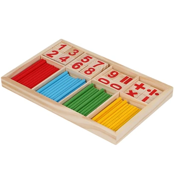 Obrázok Bloky Počítanie Palice Vzdelávania Drevené Hračky, Stavebné Spravodajský Blok Montessori Matematické Drevené Okno Deti Darček