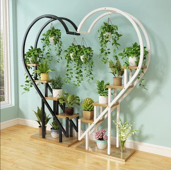 Obývacia izba kvet polica multi podlaží krytý špeciálna cena balkón domácnosti železa v tvare srdca polica