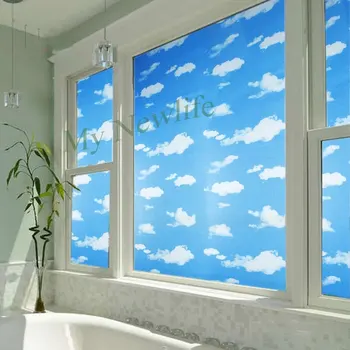 Ochrana osobných údajov vitráže film okno nálepky neba a cloud matné balkón Office PVC Samolepiace dekoračné fólie pre nábytok