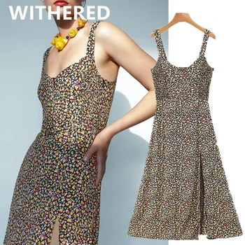 Ochrnutú vestidos de fiesta de noche anglicko štýl iny blogger vintage kvetinový nádrž šaty vidlica pláži letné šaty žien vestidos