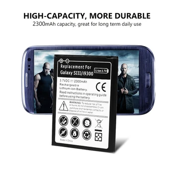 Odolné 3,7 V 2300mAh Nabíjateľná Batéria Mobil Li-Ion Akumulátor Lítium-Náhradná Pre Samsung Galaxy S3 GT-i9300 I747