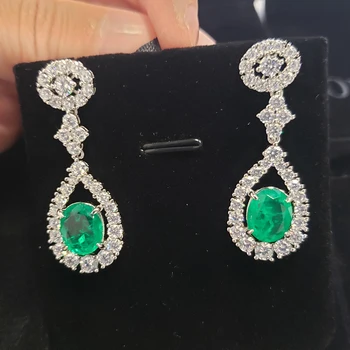 OEVAS 925 Sterling Silver Zafír, Rubín Syntetické Smaragdové Náušnice Šumivé Full High Uhlíka Diamant Jemné Šperky