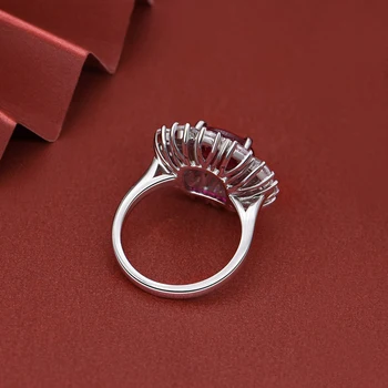 OEVAS Luxusné 925 Sterling Silver 9*9 MM Ruby Snubné Prstene pre ženy Iskrenie Plný AAAAA+ Zirkón Moissanite Dámy Strany šperky