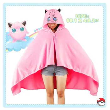 OJBK Kapucňou Cape Kabát Anime Pokémon Cosplay Plášť Pohodlné Otaku Dievča, klimatizácia, Deka Jar Zime Šál Jigglypuff