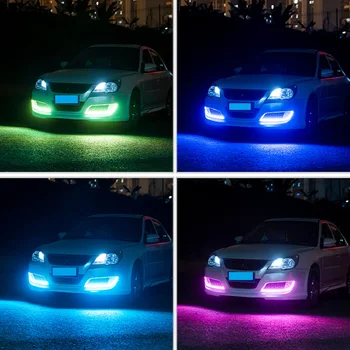 OKEEN Nepremokavé RGB LED Svetlo Pre Auto LED DRL LED Svetlá pre Denné svietenie Farebné LED Pásy Tečie Žltá Zase Signálne Svetlá