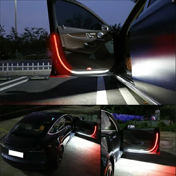 OKEEN Univerzálny Dvere Auta Dekorácie Svetelné Pásy Auto Blesk Tečie Červené Svetlo Bezpečnostné 12V LED Otvorenie Výstražné LED Lampa Nepremokavé