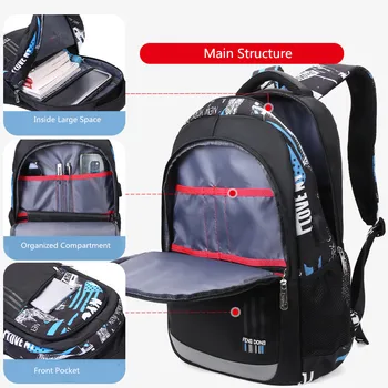 OKKID dospievajúcich chlapcov školské tašky študent bookbag veľké cestovný batoh nepremokavé aktovka batoh laptop taška 15.6 muži späť taška