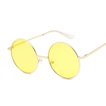 Okrúhle slnečné Okuliare Ženy Značky Dizajnér Vintage Kovové Lacné Slnečné Okuliare pre Ženy Kvalitné Okuliare Retro Malý Kruh Okuliare