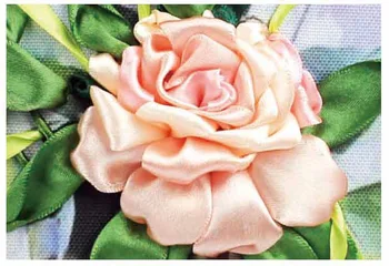 Olejomaľba pink rose hodvábna stuha výšivky 3D plátno na maľovanie satin cross stitch auta vyšívanie, remeselníci darček DIY stenu deco