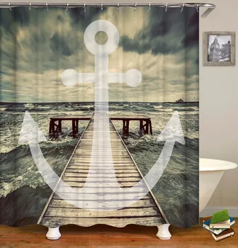OLOEY Kotvy Dekor 3D Sprchové Závesy Nepremokavé Polyesterové Vaňa obrazovky Kúpeľňa Dekorácie, Doplnky na Mieru