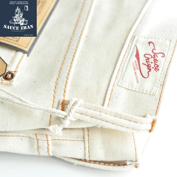 OMÁČKA PÔVODU Biele džínsy farebný bod džínsy šortky Jeans Man Raw Denim Džínsy Selvedge Denim Jeans mens džínsy značky džínsy mužov