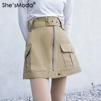 Ona'sModa Pohode Harajuku Vrecko na Zips s Pásom Lete Roku 2020 Žien Mini Sukne