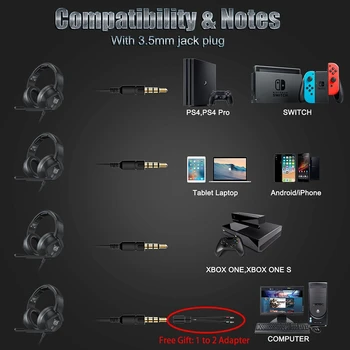 ONIKUMA K19 Herné Headset Basy Slúchadlá S Mikrofónom Pre PS4 Nový Xbox Jeden Notebook PC Tablet telefón RGB LED Svetlá Slúchadlá