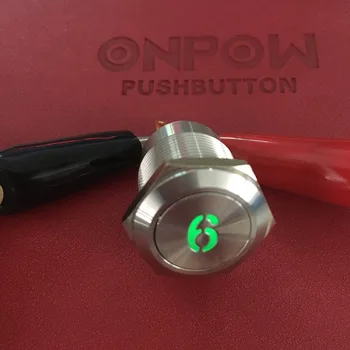 ONPOW 19 mm kovové momentálne tlačidlo switch s osvetlené číslo/asterisk/telefón anti-vandal