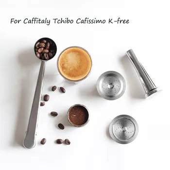 Opakovane Kávové Filtre Kompatibilný Pre Caffitaly Tchibo Cafissimo Puzdra Z Nehrdzavejúcej Ocele Kávové Kapsule Pod WithTamper Lyžica