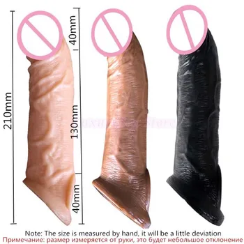 Opakovane Penis Rukáv Extender Realistický Penis Kondóm Silikónové veľký péro Rozšírenie sexuálnu Hračku pre Mužov Penis zväčšovacieho prístroja kondómy pre mužov