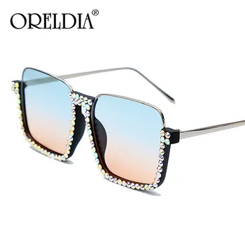 ORELDIA Diamond slnečné Okuliare Ženy Móda Pol bez obrúčok Pol Crystal Rám Transparentné Sklá Gradient Jasný Objektív Ženské Okuliare