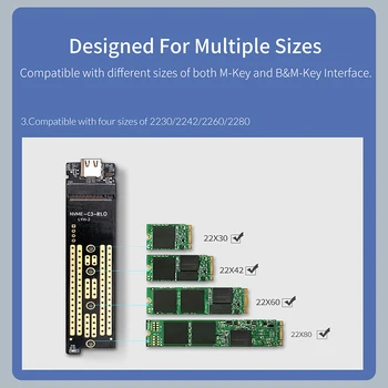 ORICO LSDT M. 2 NVME SSD Prípade Krytu 20Gbps Hliníková USB 3.2 GEN2 x2 Typ-C pre M. 2 Pevného Disku Až 2TB