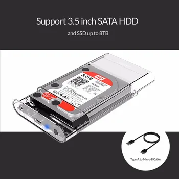 ORICO Transparentné HDD Enclosure Prípade Box pre 2.5 a 3.5 HDD SSD USB3.0 SATA3.0 HD Externý Adaptér Podporu UASP 16TB