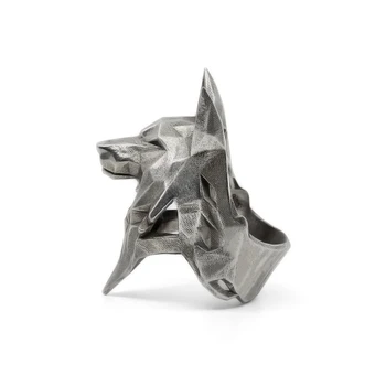 Origami Zvierat Vlk Krúžok 316L Nerezovej Ocele Prst Prstene Pre Mužov Punk Fasion Šperky, Darček pre Muža