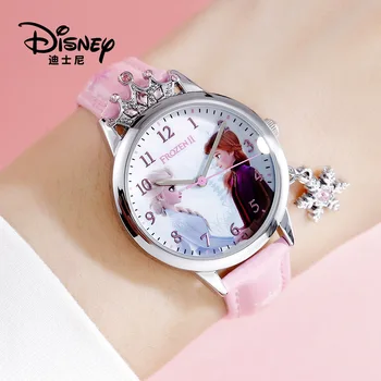 Originál Disney Mrazené II detské Hodinky Diamond Korunná Princezná Série Sledovať Snowflake Prívesok Zdobené Quartz Hodinky