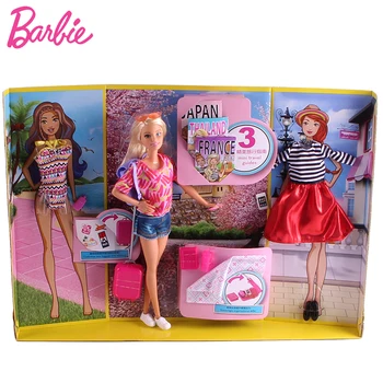 Originál Značky Barbie Cestovné Giftset Bábika Dievča Predstierať, Že Bábiky Dievča Hračka Pre Sviatok Vianočný Darček Boneca Foys Pre Deti