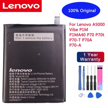 Originálne 4000mAh BL234 batérie s 3M lepidlo nálepka pre Lenovo A5000 Atmosféra P1M P1MA40 P70 P70t P70-T P70A P70-A +bezplatné Nástroje