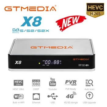 Originálne GTmedia X8, DVB-S/S2/S2X Vstavané 2.4 G WiFi Podpora IPTV ,BISS auto roll a VCM/ACM/multi-stream/T2-MI AVS +