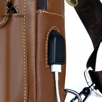 Originálne Kožené Tašky cez Rameno Mužov USB Nabíjanie Náprsné Tašky USB Módne Messenger Taška na Bežné Crossbody Šatka Tašky Multifunkčné