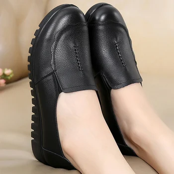 Originálne kožené topánky ženy veľké veľkosti kolo prst dizajnér ploché topánky ženy hard-nosenie svetlo mokasíny jar/autumnE540