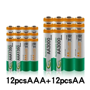 Originálne nové 1.2 V, AA 3000mAh NI-MH Dobíjacie Batérie+AAA batérie 1350 mAh Nabíjateľná batéria NI-MH 1.2 V AAA batérie