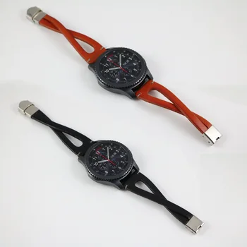 Originálny Kožený pásik na Zápästie Pre Samsung Výstroj S3 Hranici Klasické Galaxy Sledovať 46 mm Náhradný Kožený Náramok 22 mm Watchband #B