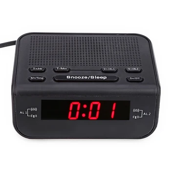 Originálny Moderný Dizajn Budík, FM Rádio S Duálny Alarm Buzzer Spánok Spánok Funkcia Kompaktný Digitálny Červená LED Zobrazenie Času