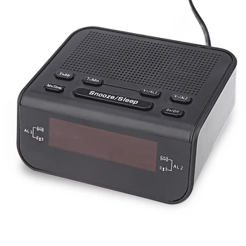 Originálny Moderný Dizajn Budík, FM Rádio S Duálny Alarm Buzzer Spánok Spánok Funkcia Kompaktný Digitálny Červená LED Zobrazenie Času