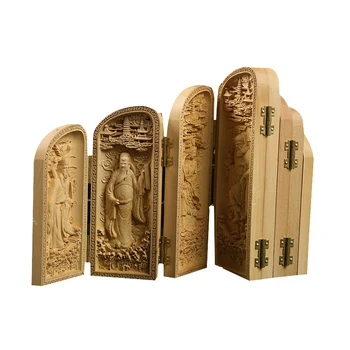 Osem Nesmrteľný, Skladací box Dreva Socha Feng Shui vintage Čínsky Vianočný darček špeciálne drevené ručne vyrábané dekorácie príslušenstvo
