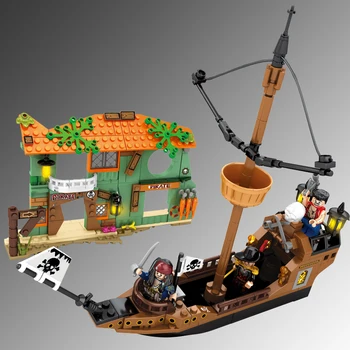 Ostrov rybársky dom Piráti Karibiku Black Pearl Loď, Ostrov Búrok Model Stavebné kamene, Tehly hračky pre chlapcov dary