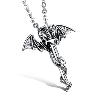 OSUD, LÁSKA Módne Šperky Mužov Štýl Chlapec Meč Dragon Dizajn Prívesok Náhrdelníky pre Mužov, 316 Nerezovej Ocele v Striebornej farbe