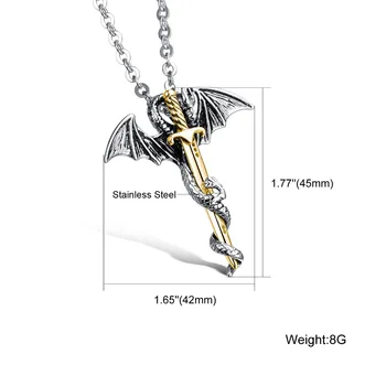 OSUD, LÁSKA Módne Šperky Mužov Štýl Chlapec Meč Dragon Dizajn Prívesok Náhrdelníky pre Mužov, 316 Nerezovej Ocele v Striebornej farbe