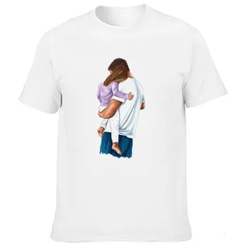 Otec a Dcéra Tlač Módne Biele pánske T-shirt Grafické Tričká Krátky Rukáv Harajuku Streetwear Tričko okolo Krku Topy Oblečenie