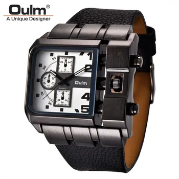 Oulm 3364 Veľké rozmery Hodiniek Mužov Luxusné Značky Šport Muž Quartz Hodinky PU Kožené Jedinečné pánske Náramkové hodinky relogio masculino