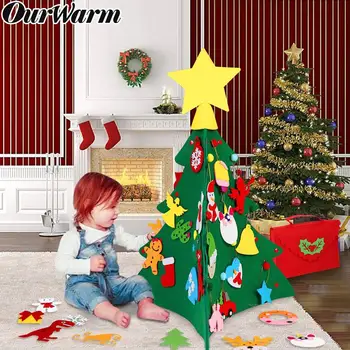 OurWarm 3D urob si sám Cítil Vianočný Stromček s Ozdoby Deti Nový Rok Hračky Umelý Strom Vianočné Darčeky Dvere Stene Visí Ozdoby