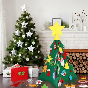 OurWarm 3D urob si sám Cítil Vianočný Stromček s Ozdoby Deti Nový Rok Hračky Umelý Strom Vianočné Darčeky Dvere Stene Visí Ozdoby